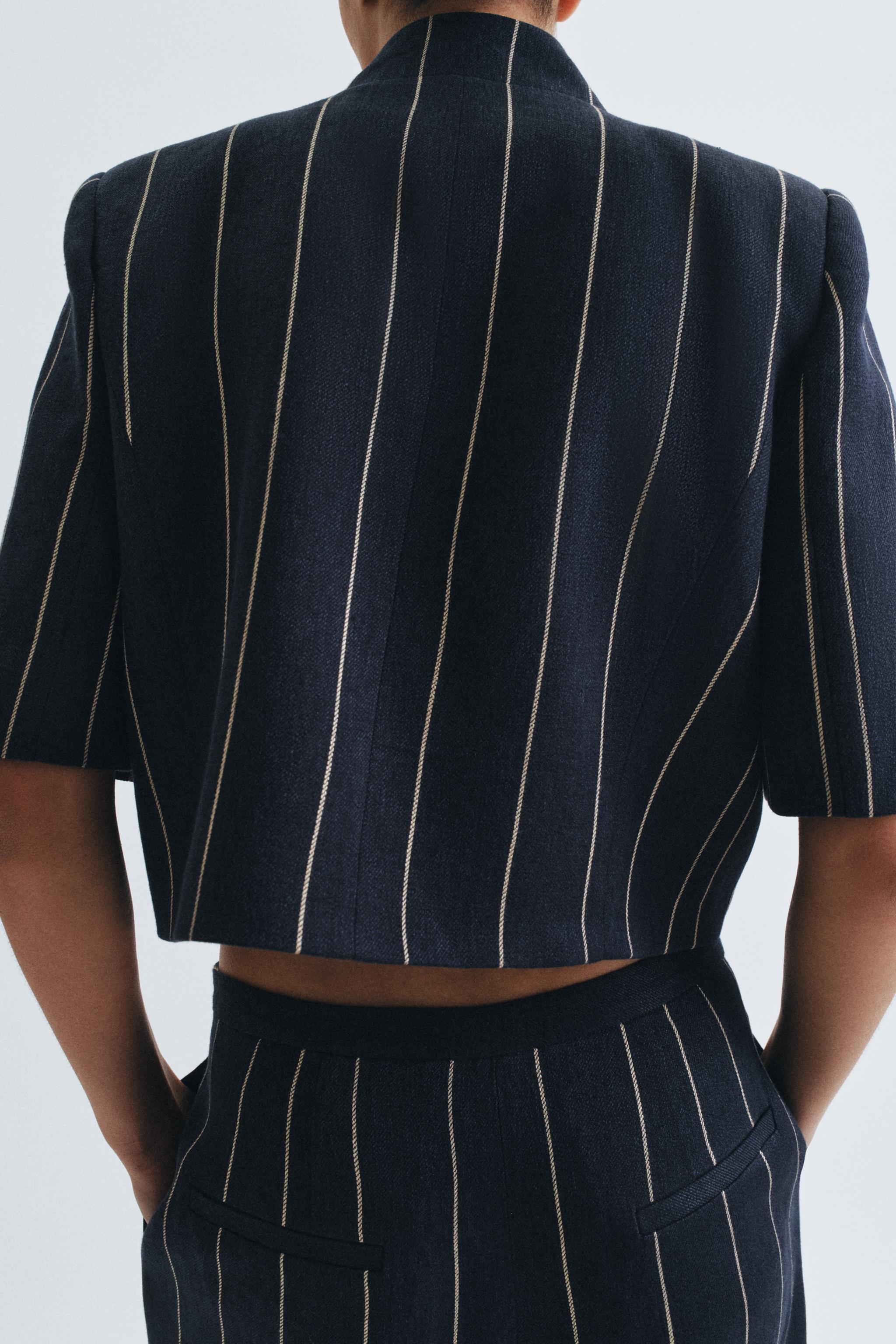STRIPED LINEN BLEND JACKET ZW COLLECTION